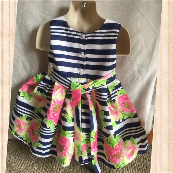 Gorgeous Girls floral and striped sleeveless dress - Picture 2 of 8